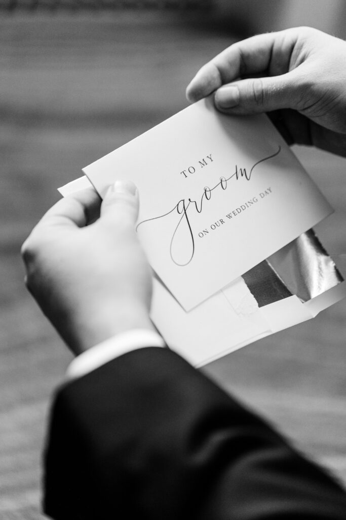 Letter to groom on wedding day at Fiddler's Elbow Country Club