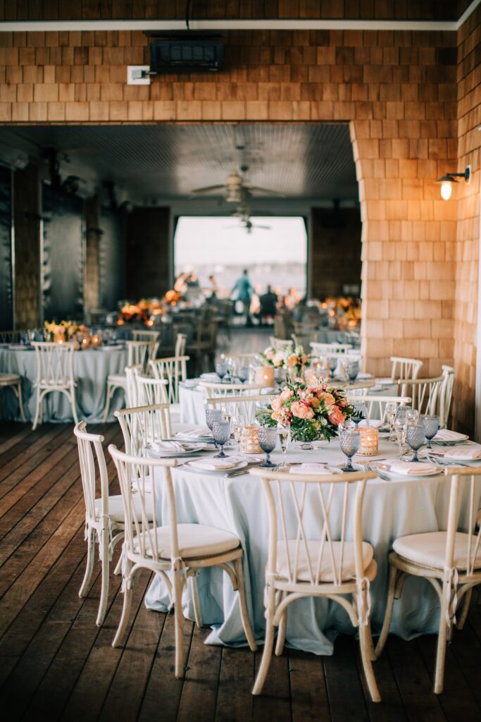 Reception decor and design for Rumson Country Club River House Wedding