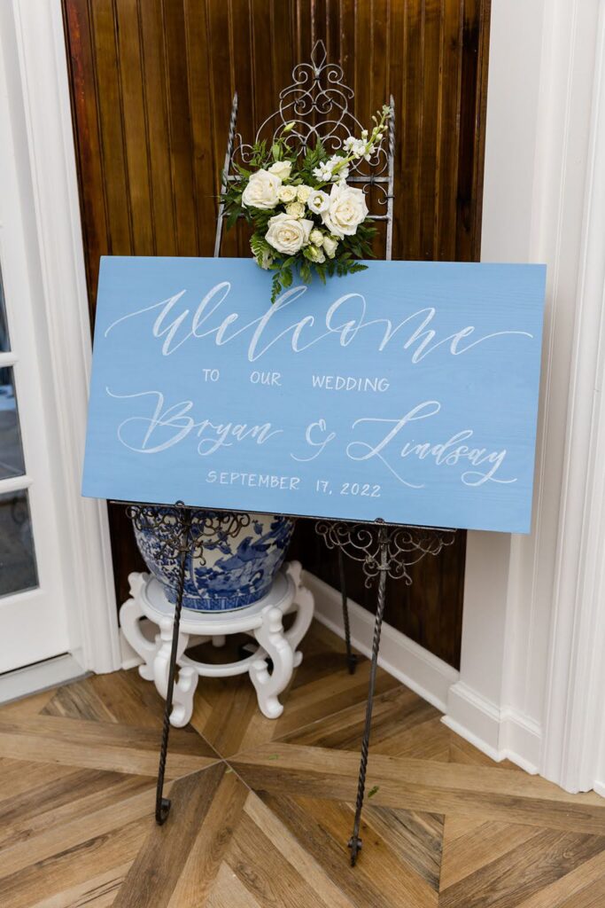 Wedding welcome sign for New Jersey beach wedding
