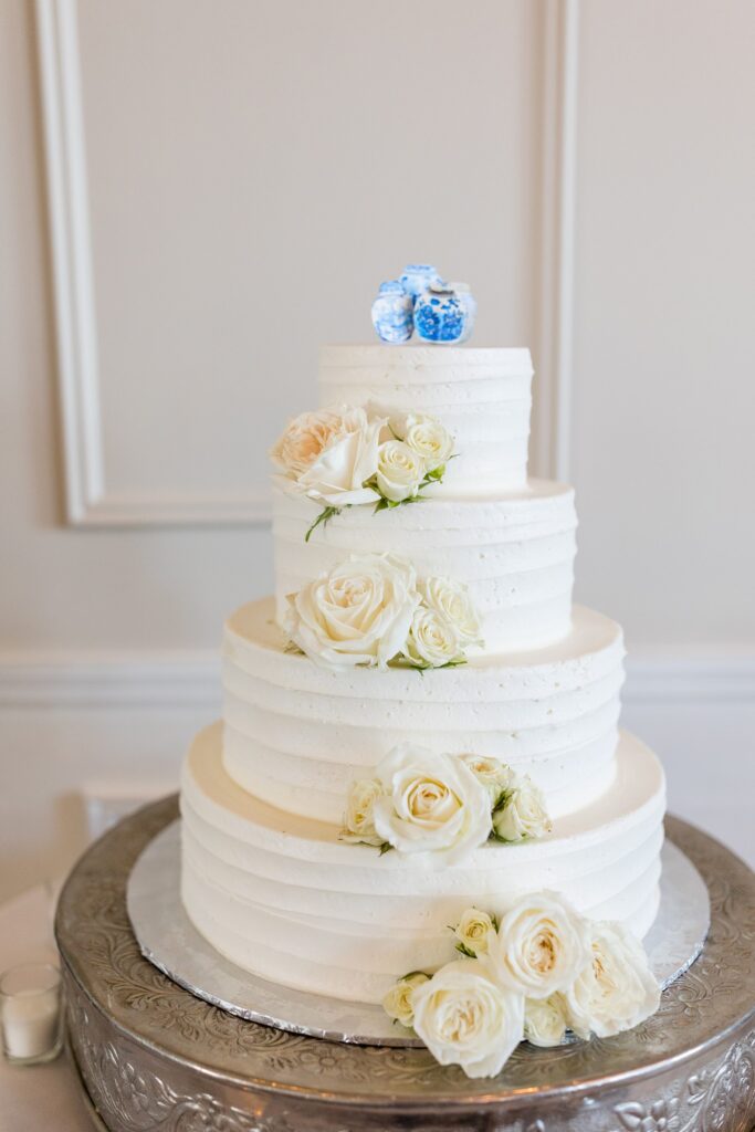 All white wedding cake for Jersey shore wedding