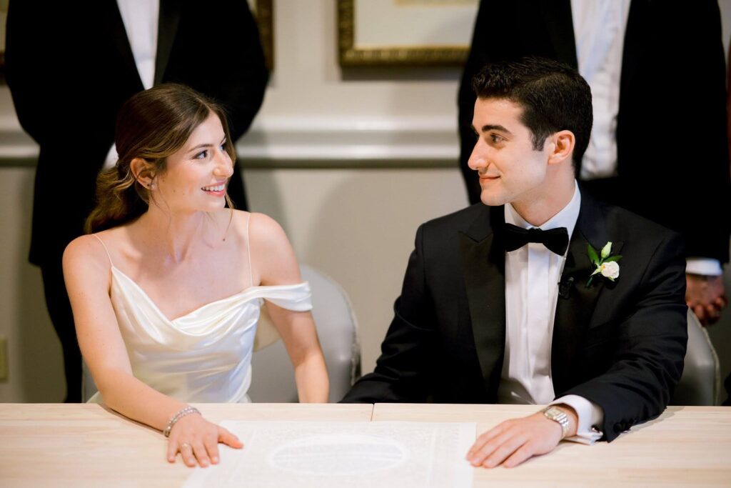 Bride and groom prepare for Jewish ceremony at the Alpine Country Club