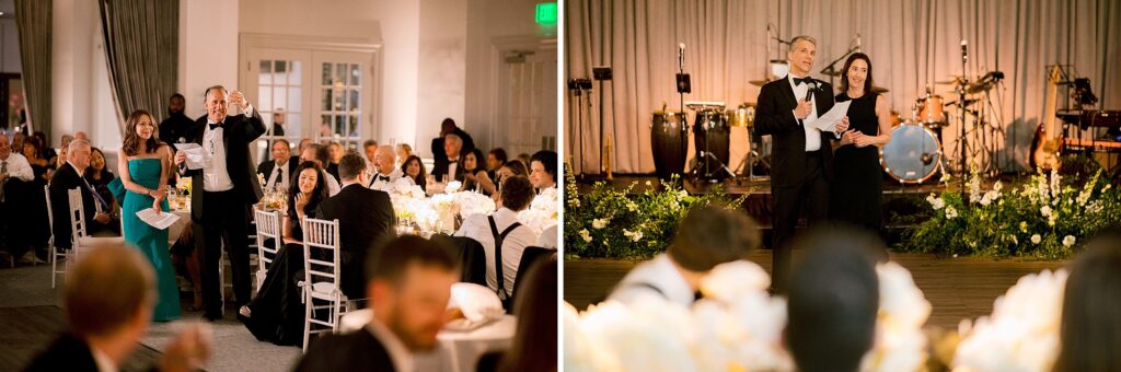 Parent speeches during wedding reception at the Alpine Country Club