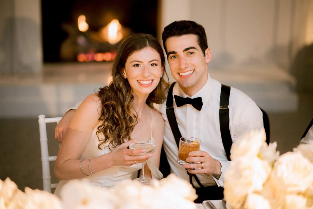 Bride and groom portrait during wedding reception